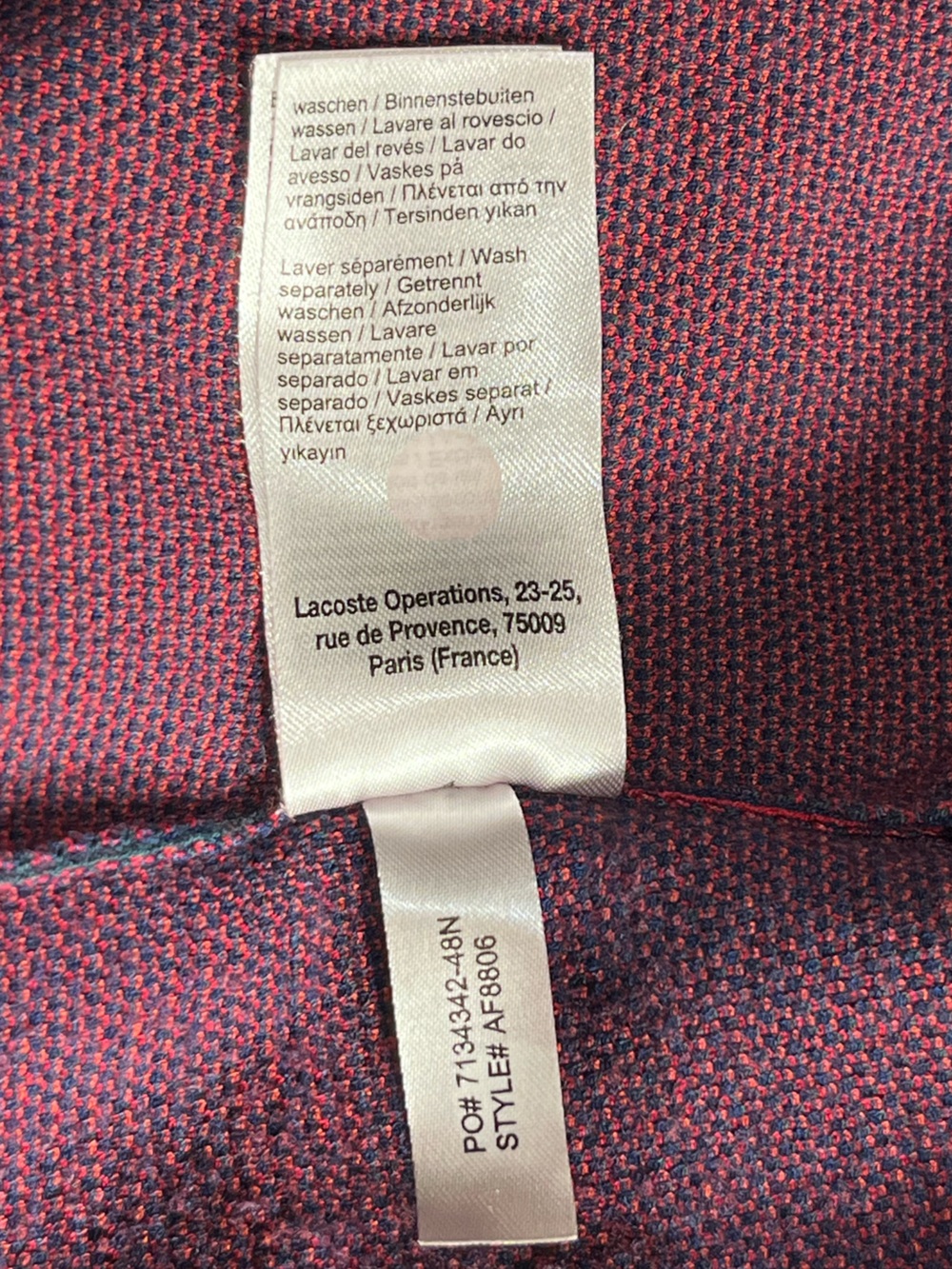 Lacoste Multicolor Geometric Colorblock Crewneck Sweater Size 38 - Picture 9 of 9